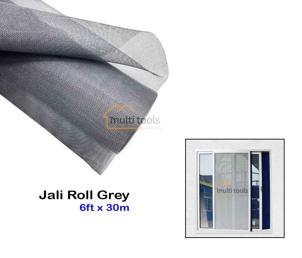 Fiber Net Grey Roll For Aluminium Window 6ft X 30m